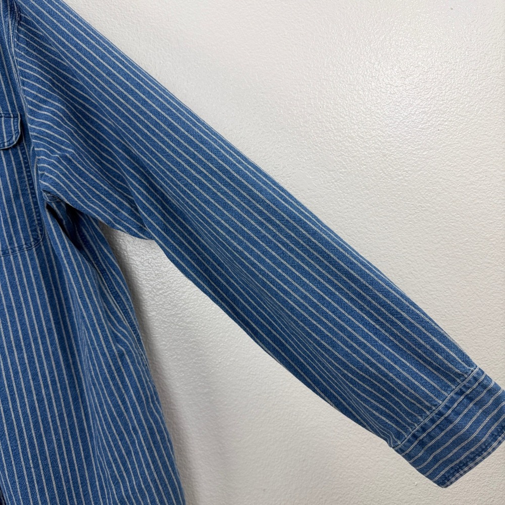 Polo Ralph Lauren Shirt Mens XL Indigo Blue Denim Striped Classic Fit Button Up - Picture 5 of 10